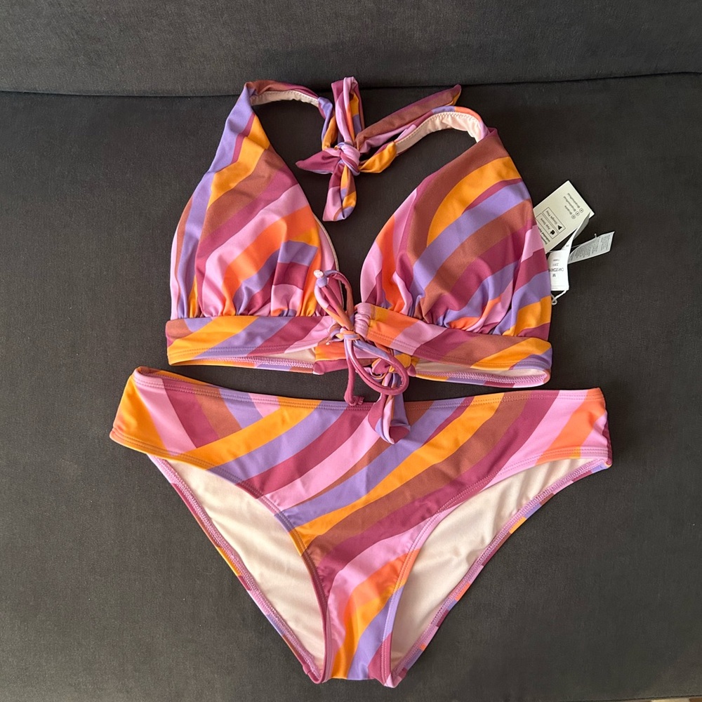 Cupshe Dangerous Curves Ahead Tall Halter & Classic Hipster Bikini Set M/Pink